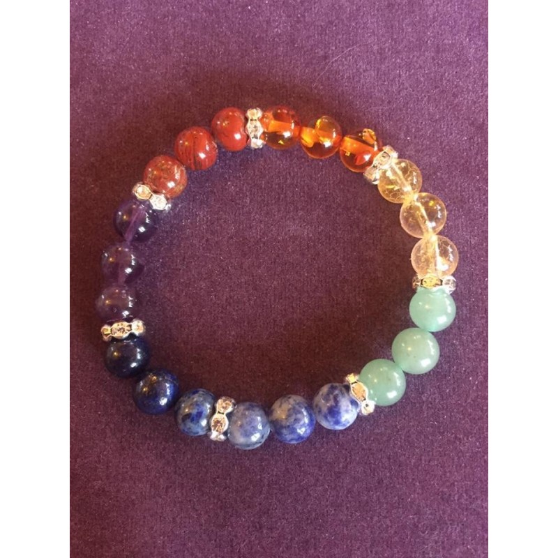 bracelet 7 chakras véritable et strass bracelet 7 chakras véritable et strass