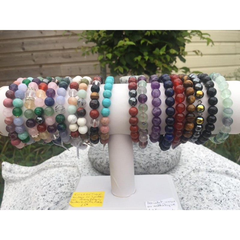 Bracelets pierres boules en pierres naturelles semi précieuses polies